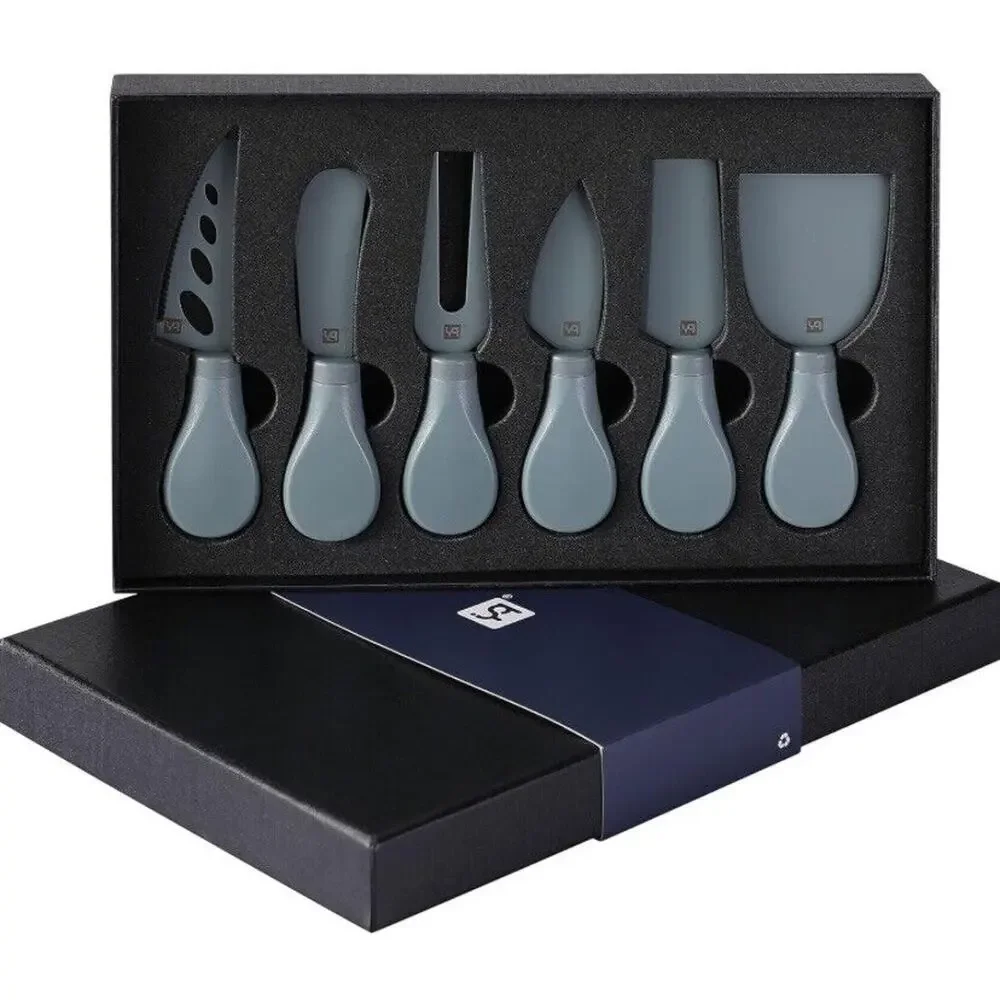 Premium Stainless Steel Cheese Tool Set 6 Pc Charcuterie Knives Slicer Cutter